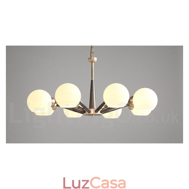 Lustre rústico retrô vintage Magic Bean com cúpulas de vidro multicoloridas