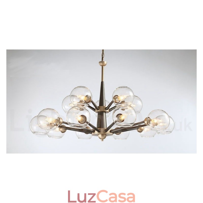 Lustre rústico retrô vintage Magic Bean com cúpulas de vidro multicoloridas