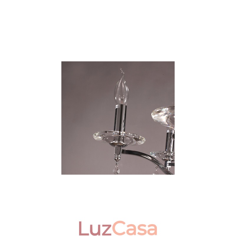Lustre de cristal elegante cromado com vela