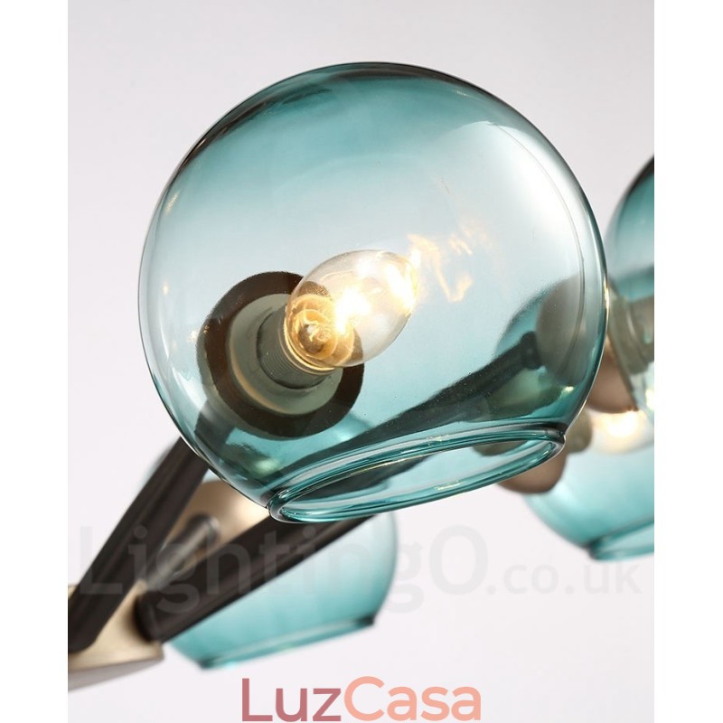 Lustre rústico retrô vintage Magic Bean com cúpulas de vidro multicoloridas