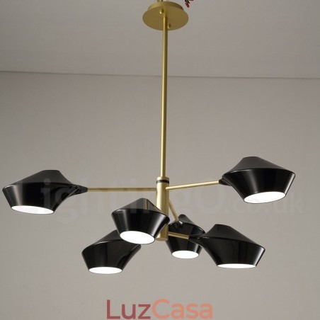 Lustre moderno e contemporâneo com cúpulas de acrílico branco e preto Lustre moderno e contemporâneo com cúpulas de acrílico branco e preto