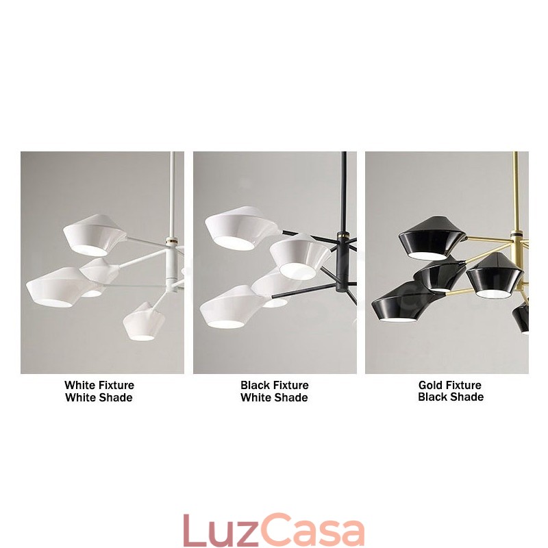 Lustre moderno e contemporâneo com cúpulas de acrílico branco e preto