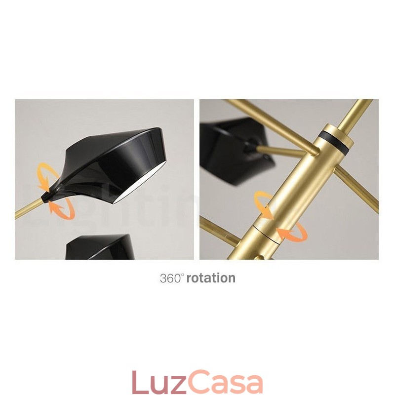 Lustre moderno e contemporâneo com cúpulas de acrílico branco e preto