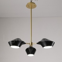 Lustre moderno e contemporâneo com cúpulas de acrílico branco e preto