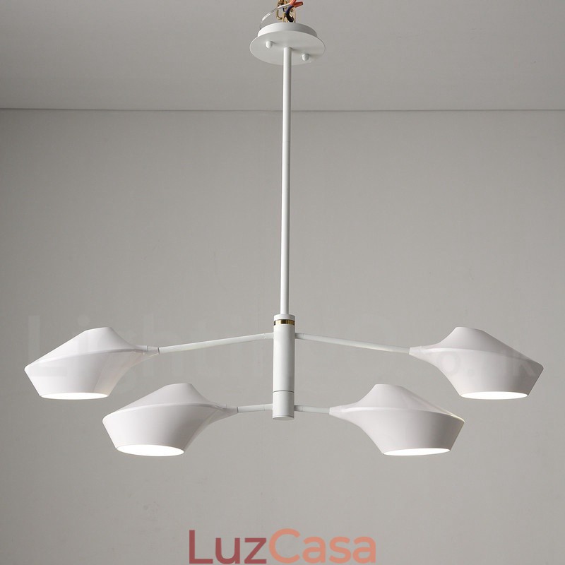 Lustre moderno e contemporâneo com cúpulas de acrílico branco e preto