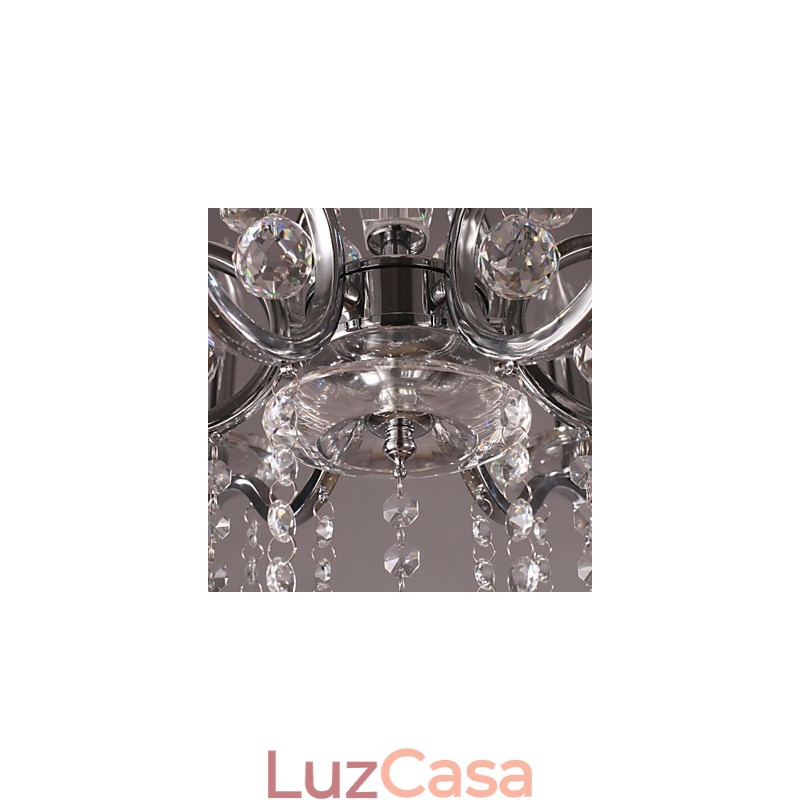 Lustre de cristal elegante cromado com vela