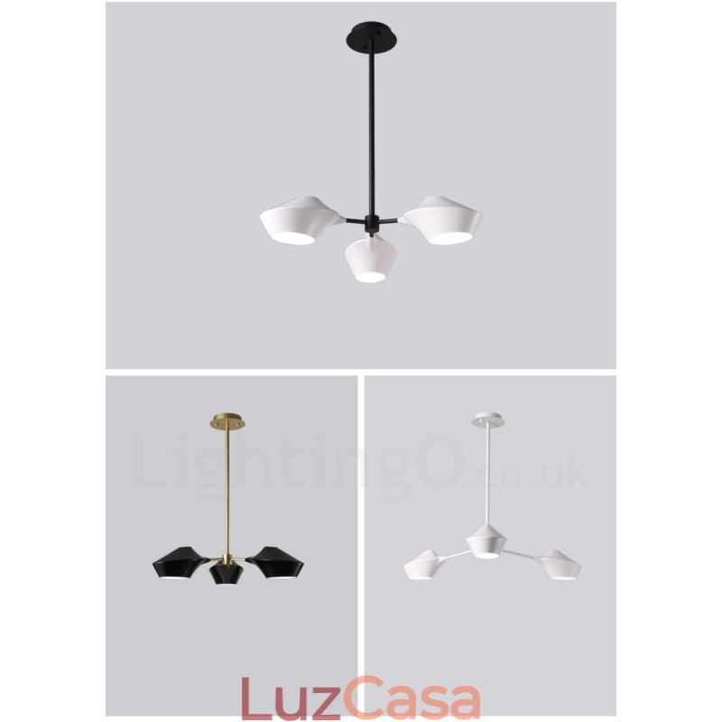 Lustre moderno e contemporâneo com cúpulas de acrílico branco e preto
