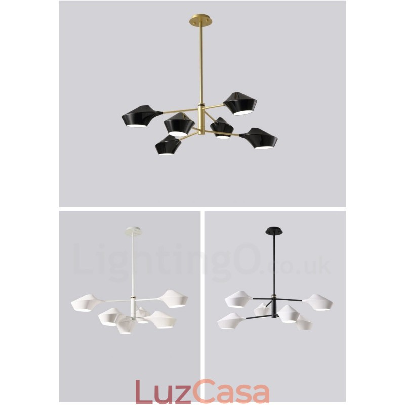 Lustre moderno e contemporâneo com cúpulas de acrílico branco e preto