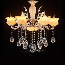 Luminária pendente de cristal jade estilo vela lustre