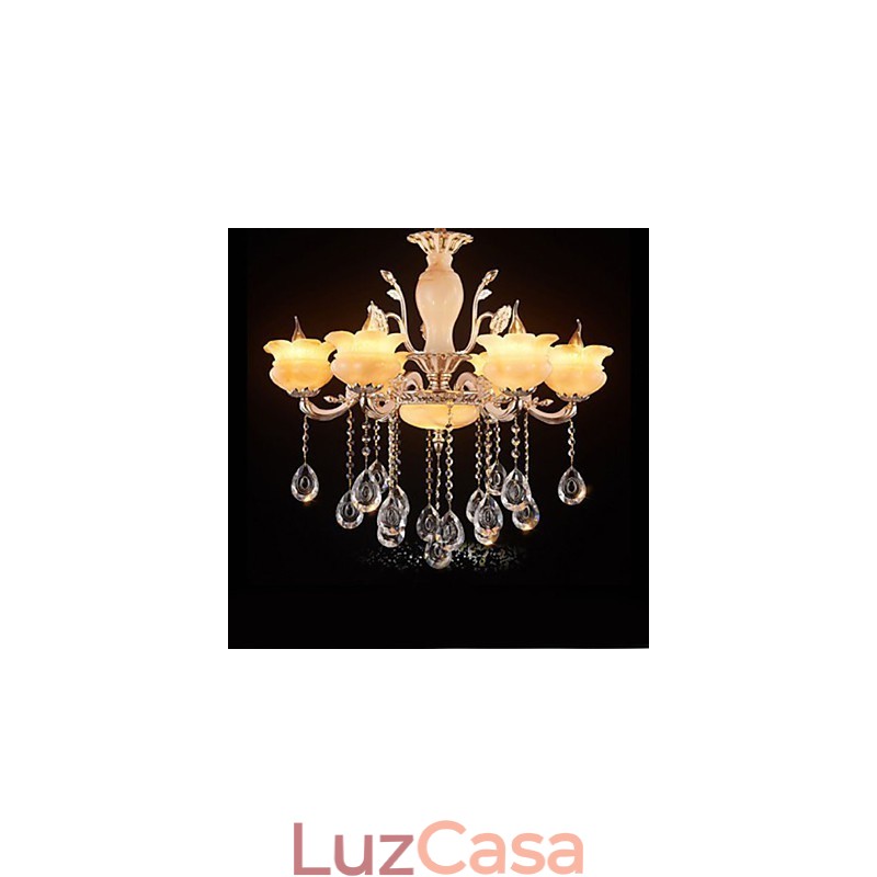 Luminária pendente de cristal jade estilo vela lustre