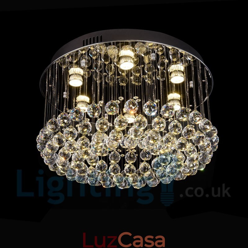 Luminária de teto redonda de cristal K9 moderna embutida