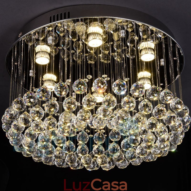 Luminária de teto redonda de cristal K9 moderna embutida