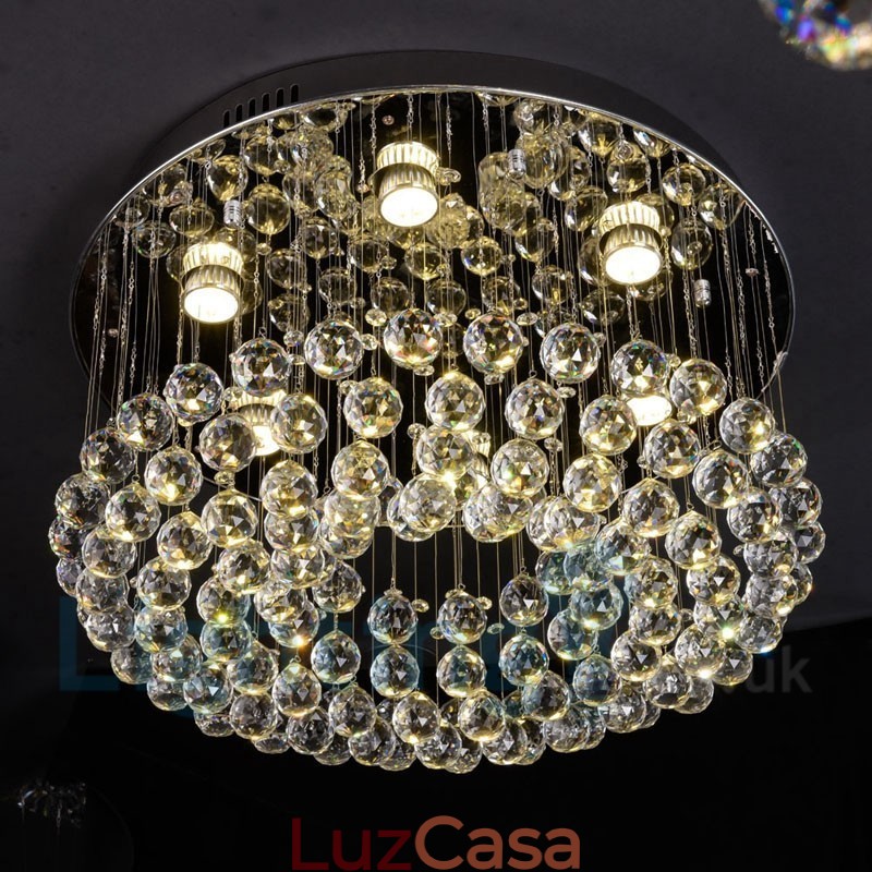 Luminária de teto redonda de cristal K9 moderna embutida