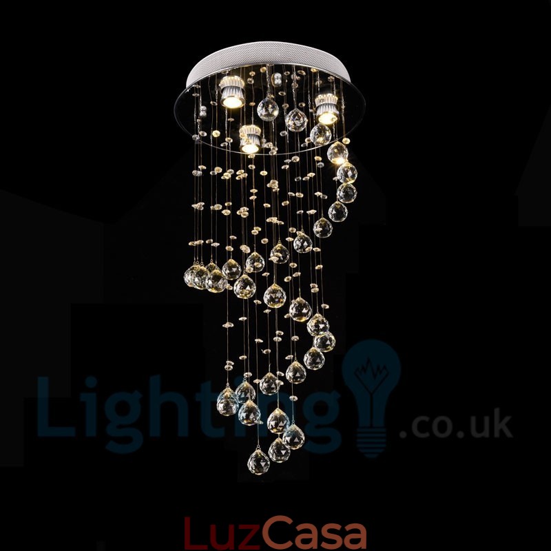 3 Luzes Modernas K9 Cristal Redonda Montagem Embutida Luz de Teto