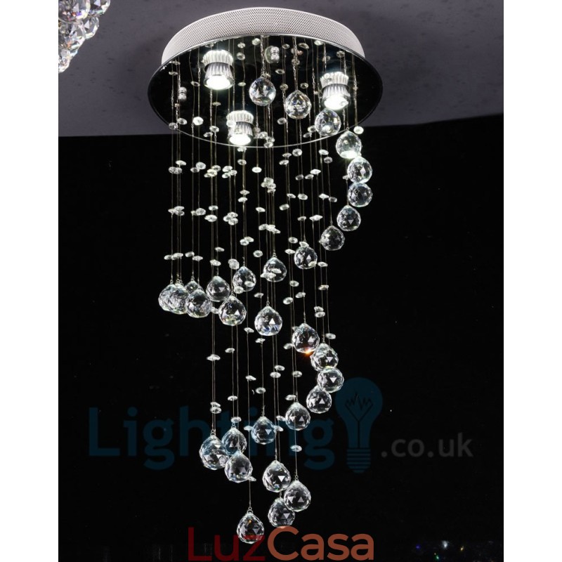 3 Luzes Modernas K9 Cristal Redonda Montagem Embutida Luz de Teto