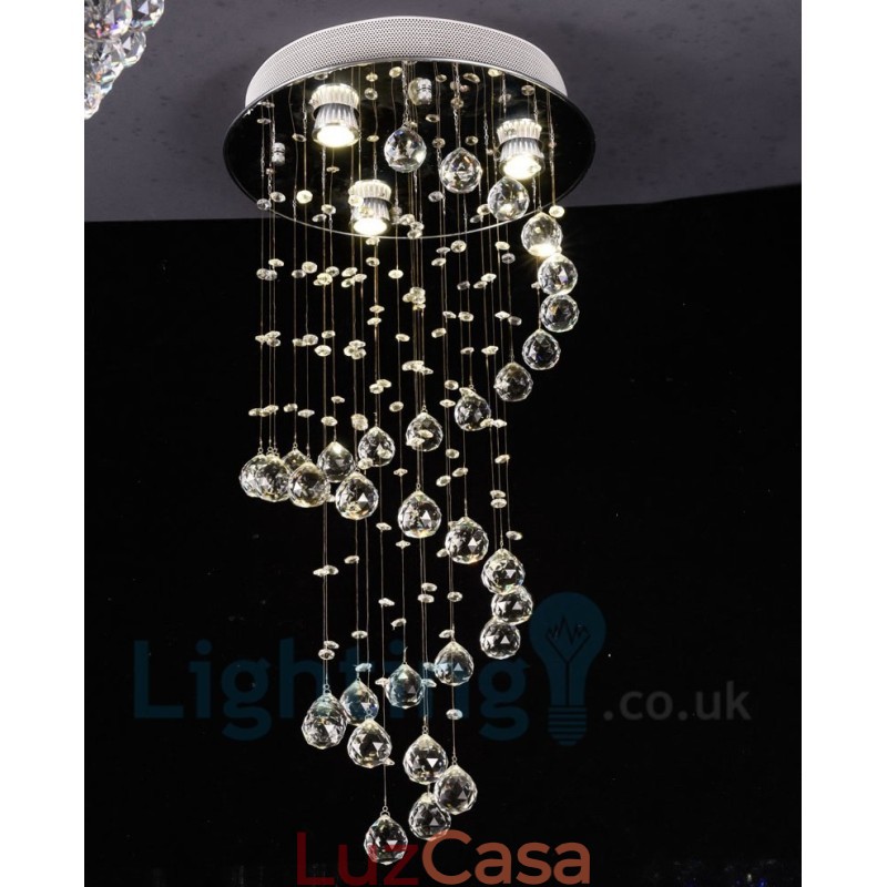 3 Luzes Modernas K9 Cristal Redonda Montagem Embutida Luz de Teto