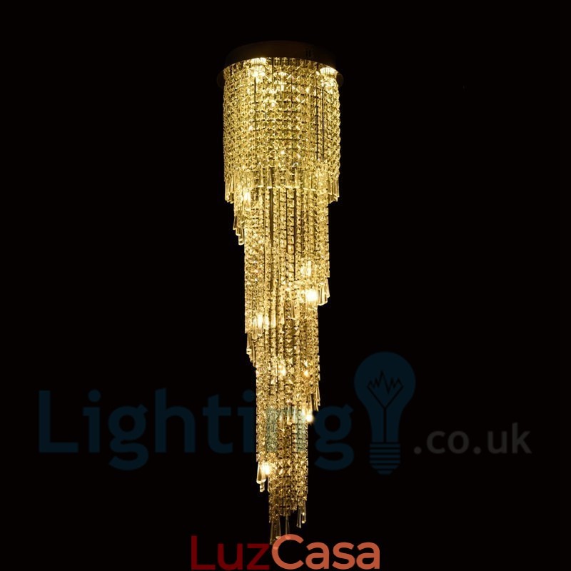 4 x GU10 + 8 x G4 150CM Long Crystal Drop Light Modern K9 Cristal Redondo Montagem Embutida Luz de Teto
