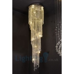 4 x GU10 + 8 x G4 150CM Long Crystal Drop Light Modern K9 Cristal Redondo Montagem Embutida Luz de Teto