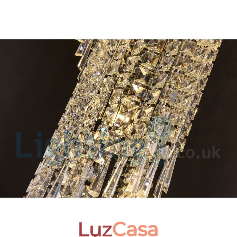 4 x GU10 + 8 x G4 150CM Long Crystal Drop Light Modern K9 Cristal Redondo Montagem Embutida Luz de Teto