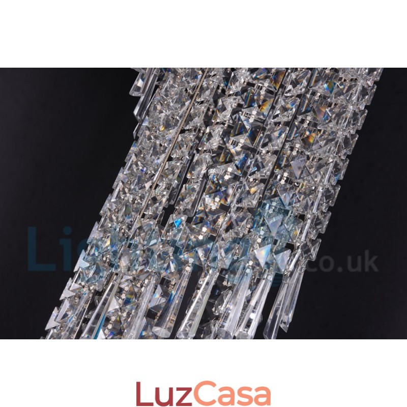 4 x GU10 + 8 x G4 150CM Long Crystal Drop Light Modern K9 Cristal Redondo Montagem Embutida Luz de Teto