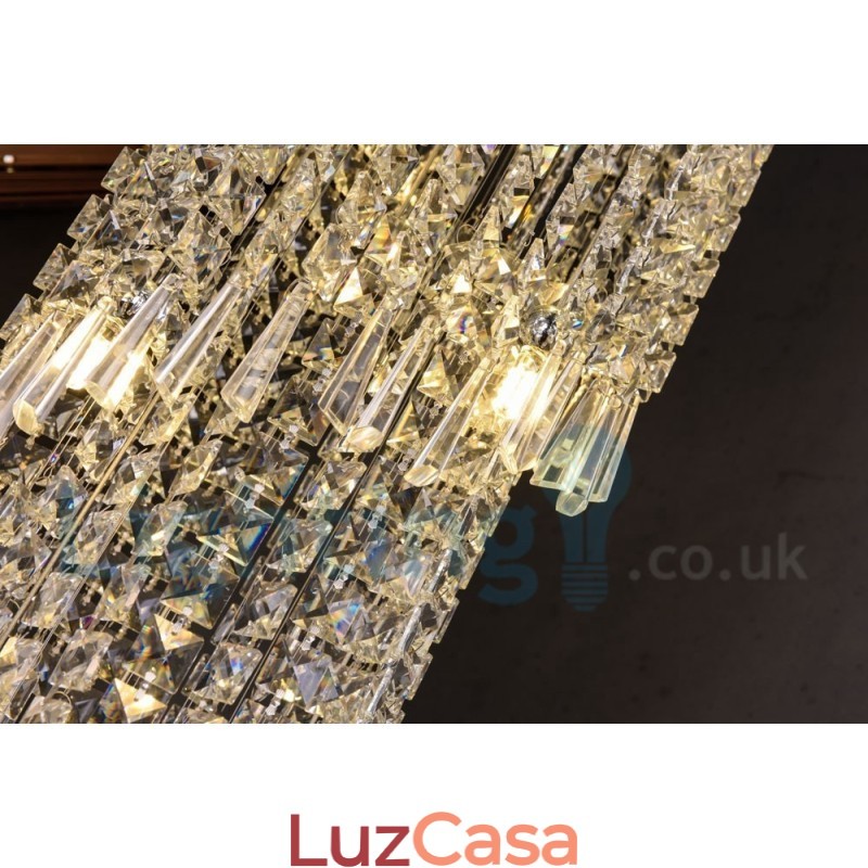 4 x GU10 + 8 x G4 150CM Long Crystal Drop Light Modern K9 Cristal Redondo Montagem Embutida Luz de Teto