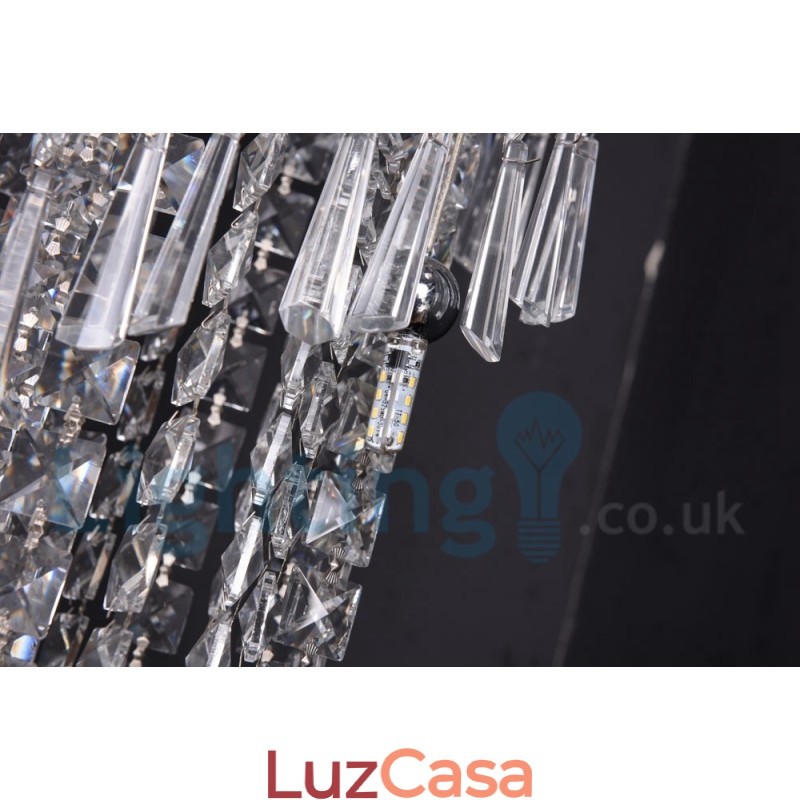 4 x GU10 + 8 x G4 150CM Long Crystal Drop Light Modern K9 Cristal Redondo Montagem Embutida Luz de Teto