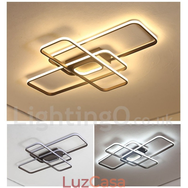 Luminária de teto moderna contemporânea em alumínio com pintura embutida e dimmer remoto, também pode ser usada como luminária de parede