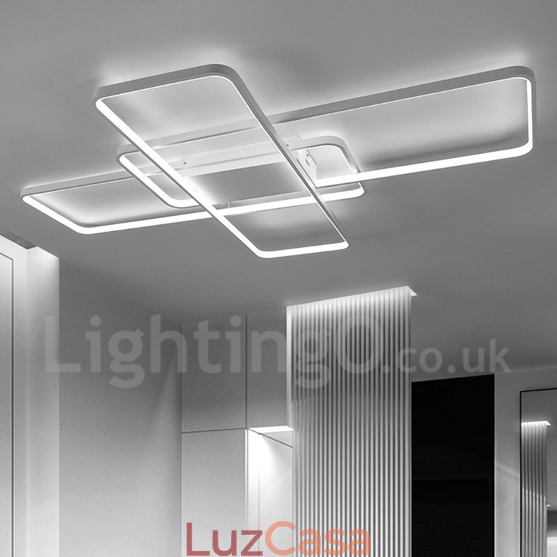 Luminária de teto moderna contemporânea em alumínio com pintura embutida, luminária de parede com dimmer remoto para sala de estar, quarto, também pode ser usada como luminária de parede