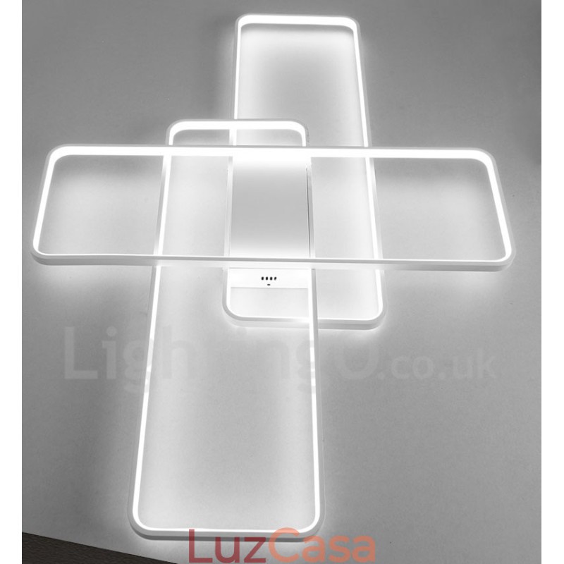 Luminária de teto moderna contemporânea em alumínio com pintura embutida, luminária de parede com dimmer remoto para sala de estar, quarto, também pode ser usada como luminária de parede