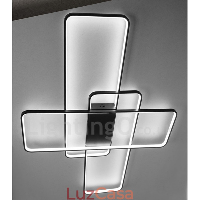 Luminária de teto moderna contemporânea em alumínio com pintura embutida, luminária de parede com dimmer remoto para sala de estar, quarto, também pode ser usada como luminária de parede
