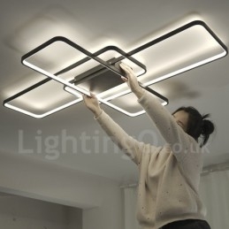 Luminária de teto moderna contemporânea em alumínio com pintura embutida, luminária de parede com dimmer remoto para sala de estar, quarto, também pode ser usada como luminária de parede