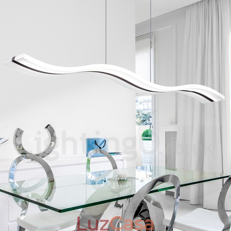 Luminária pendente linear regulável com controle remoto e design moderno