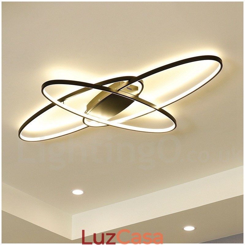 Luminária de teto oval moderna e contemporânea em alumínio com ajuste de intensidade, luminária embutida para sala de estar, quarto, também pode ser usada como luminária de parede
