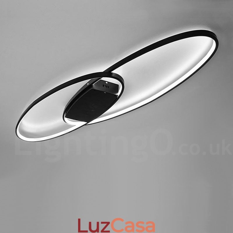 Luminária de teto oval moderna e contemporânea em alumínio com ajuste de intensidade, luminária embutida para sala de estar, quarto, também pode ser usada como luminária de parede