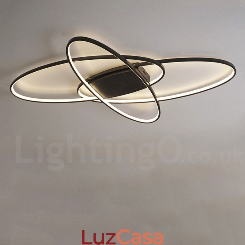 Luminária de teto oval moderna e contemporânea em alumínio com ajuste de intensidade, luminária embutida para sala de estar, quarto, também pode ser usada como luminária de parede