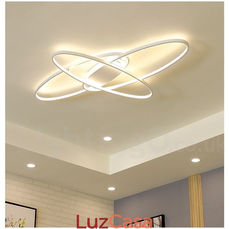 Luminária de teto oval moderna e contemporânea em alumínio com ajuste de intensidade, luminária embutida para sala de estar, quarto, também pode ser usada como luminária de parede