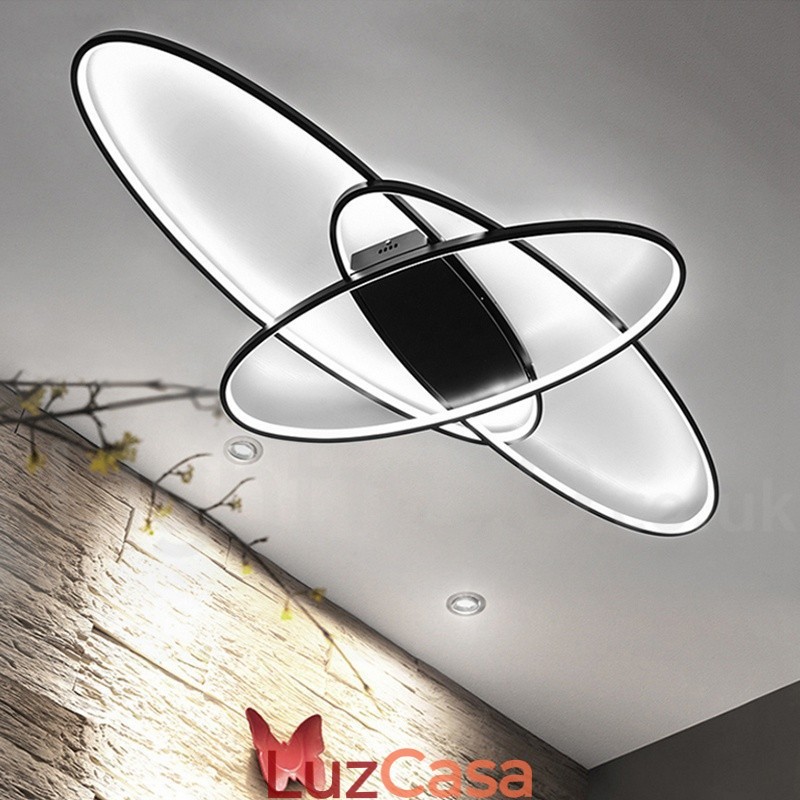 Luminária de teto oval moderna e contemporânea em alumínio com ajuste de intensidade, luminária embutida para sala de estar, quarto, também pode ser usada como luminária de parede