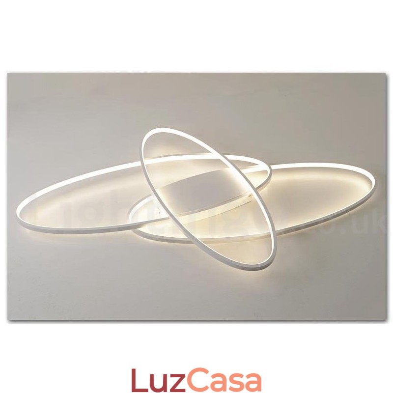 Luminária de teto oval moderna e contemporânea em alumínio com ajuste de intensidade, luminária embutida para sala de estar, quarto, também pode ser usada como luminária de parede
