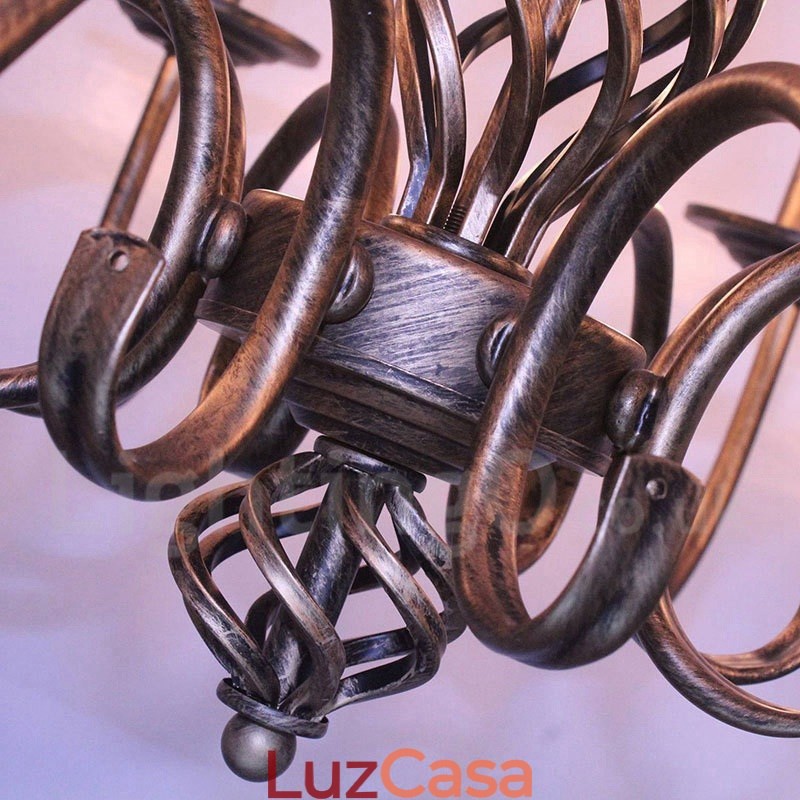 Lustre de vela pendente preto e branco vintage retrô rústico de 6 luzes