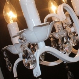 Lustre de vela pendente branco vintage retrô rústico de cristal de 6 luzes