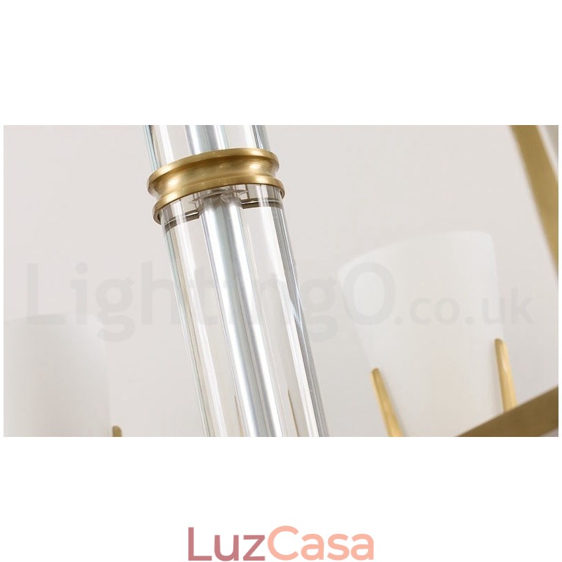 Lustre de vela pendente de cristais de latão vintage retrô com cúpulas de vidro