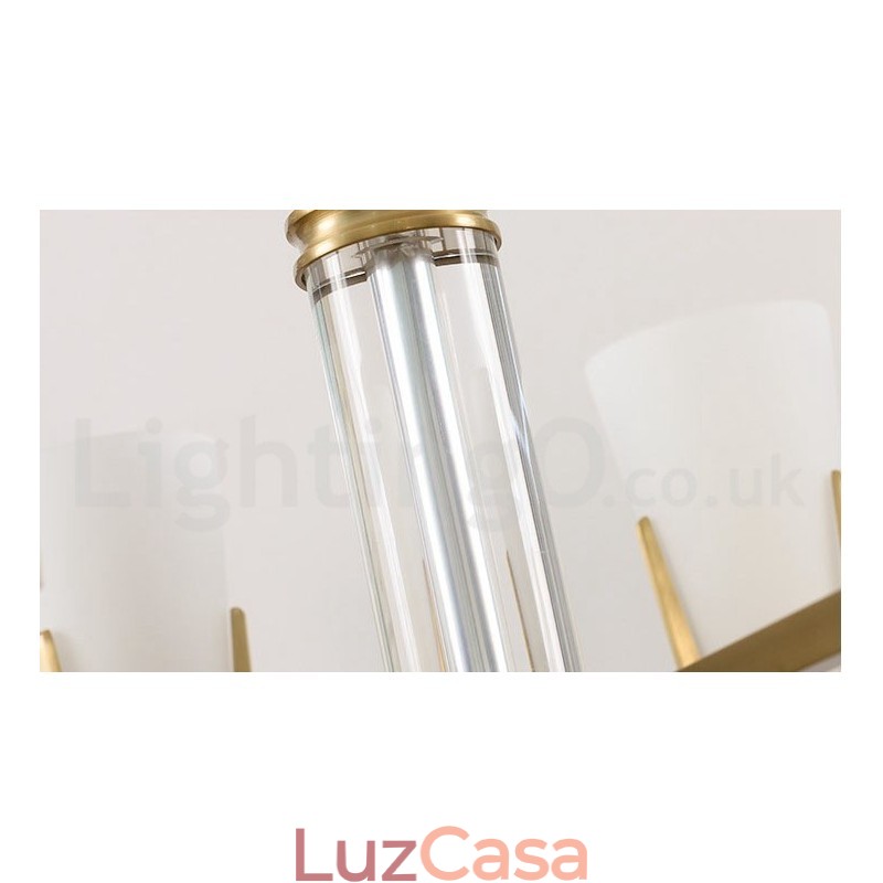 Lustre de vela pendente de cristais de latão vintage retrô com cúpulas de vidro