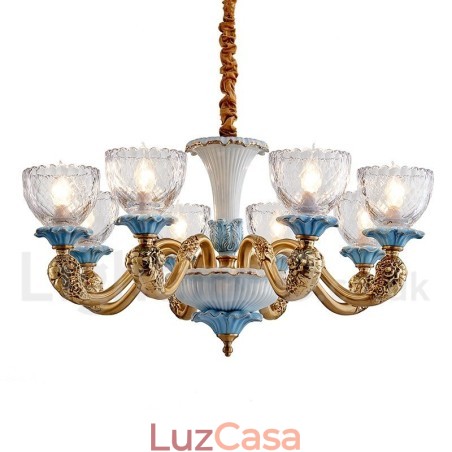 Retro Vintage Latão Cerâmica Pingente Vela Lustre com Tons de Vidro Retro Vintage Latão Cerâmica Pingente Vela Lustre com Tons de Vidro