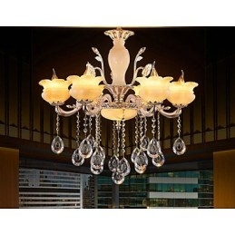 Luminária pendente de cristal jade estilo vela lustre