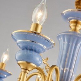 Retro Vintage Latão Cerâmica Pingente Vela Lustre