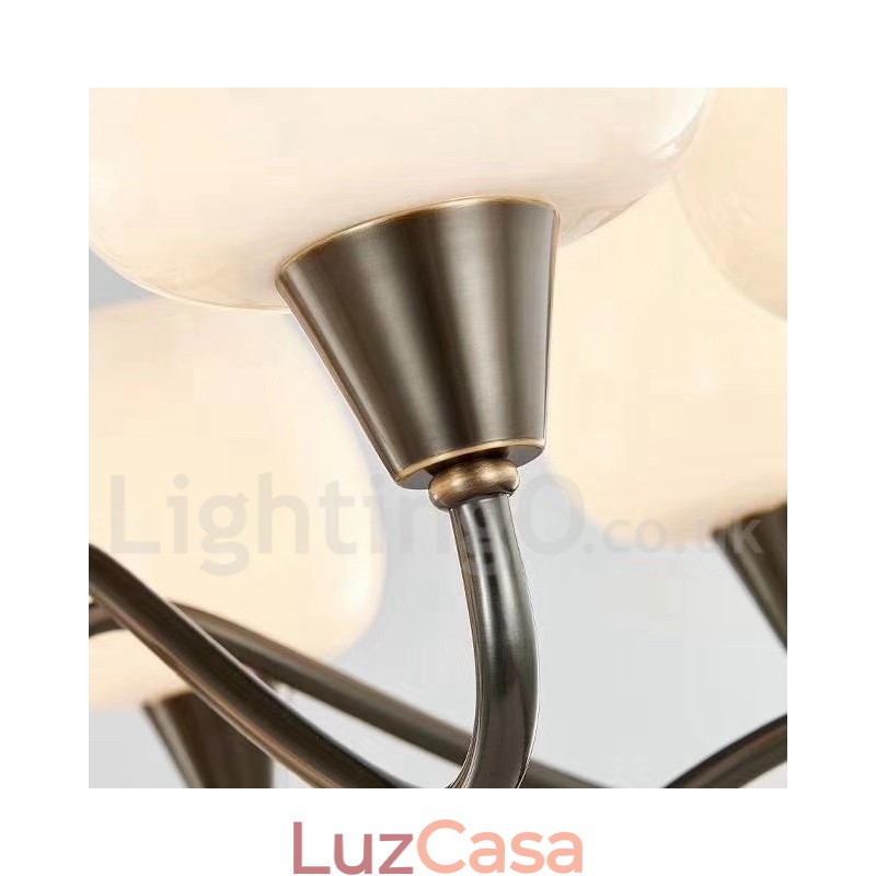 Lustre de vela pendente de latão vintage retrô com cúpulas de vidro