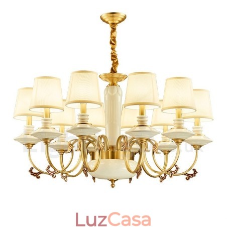 Retro Vintage Latão Cerâmica Pingente Vela Lustre com Tecido Tons Retro Vintage Latão Cerâmica Pingente Vela Lustre com Tecido Tons