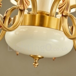 Retro Vintage Latão Cerâmica Pingente Vela Lustre com Tecido Tons