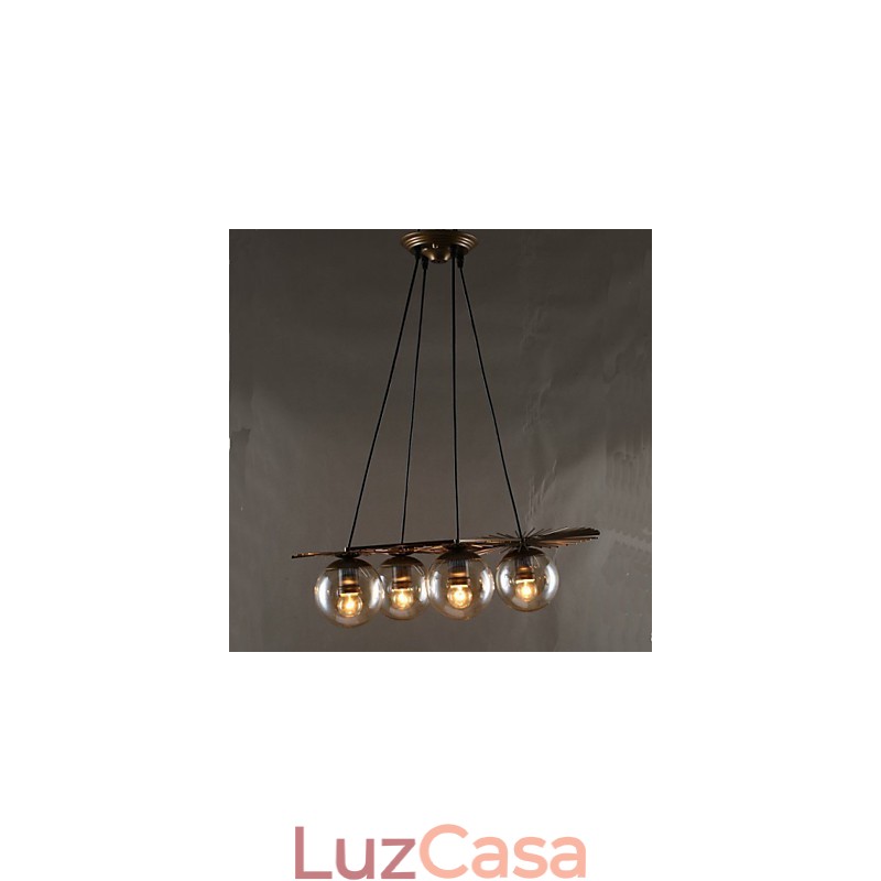 Lustre de vidro artístico redondo com esfera de feijão