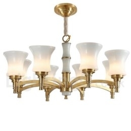 Pure Brass Luxuoso Rústico Retro Vintage Latão Pedra Pingente Vela Lustre com Tons de Vidro